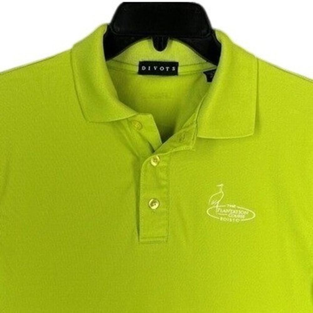 Plantation Course Edisto Divots Golf Polo Mens M Lime Green Performance